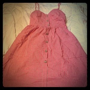 Trendy Red Checkered Dress